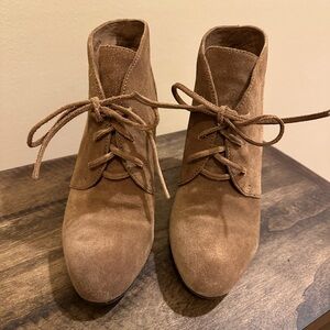 Via Spiga Camel Suede Ankle Booties